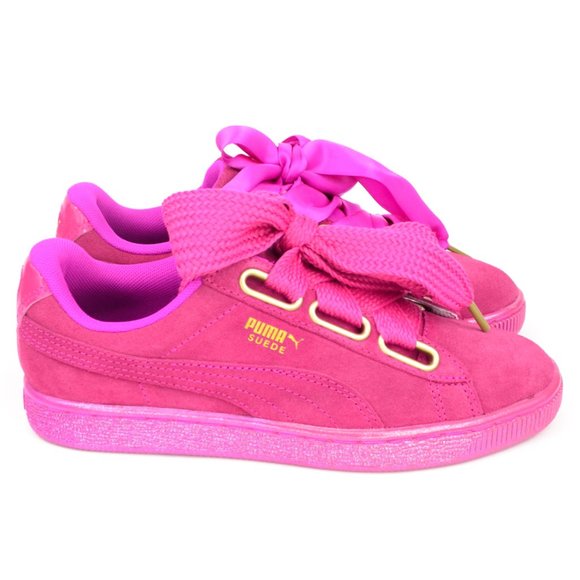 Puma Suede Velvet Rope Women's Size 6.5 Fuchsia Lace Up Casual Sneakers - Picture 3 of 10